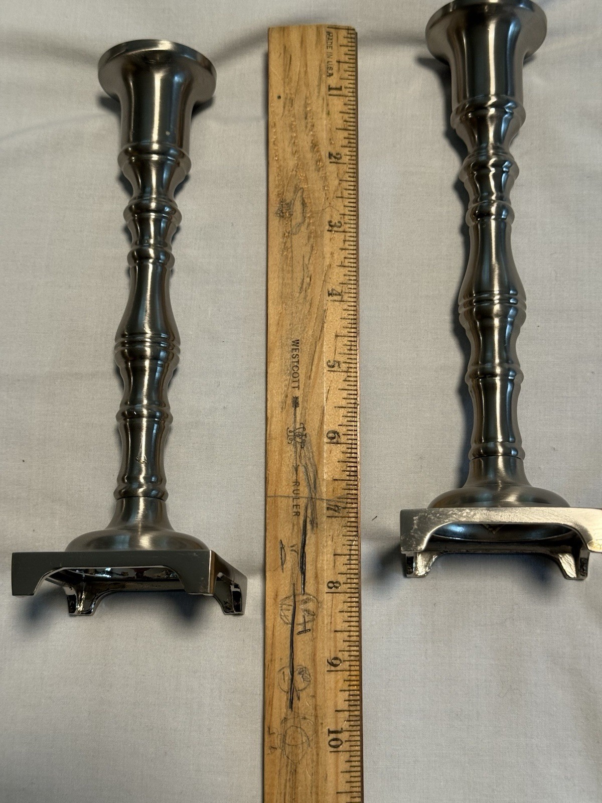 Valsan Portugal Pewter Candlestick Holders Set of 2 – 8” Modern Taper Holders