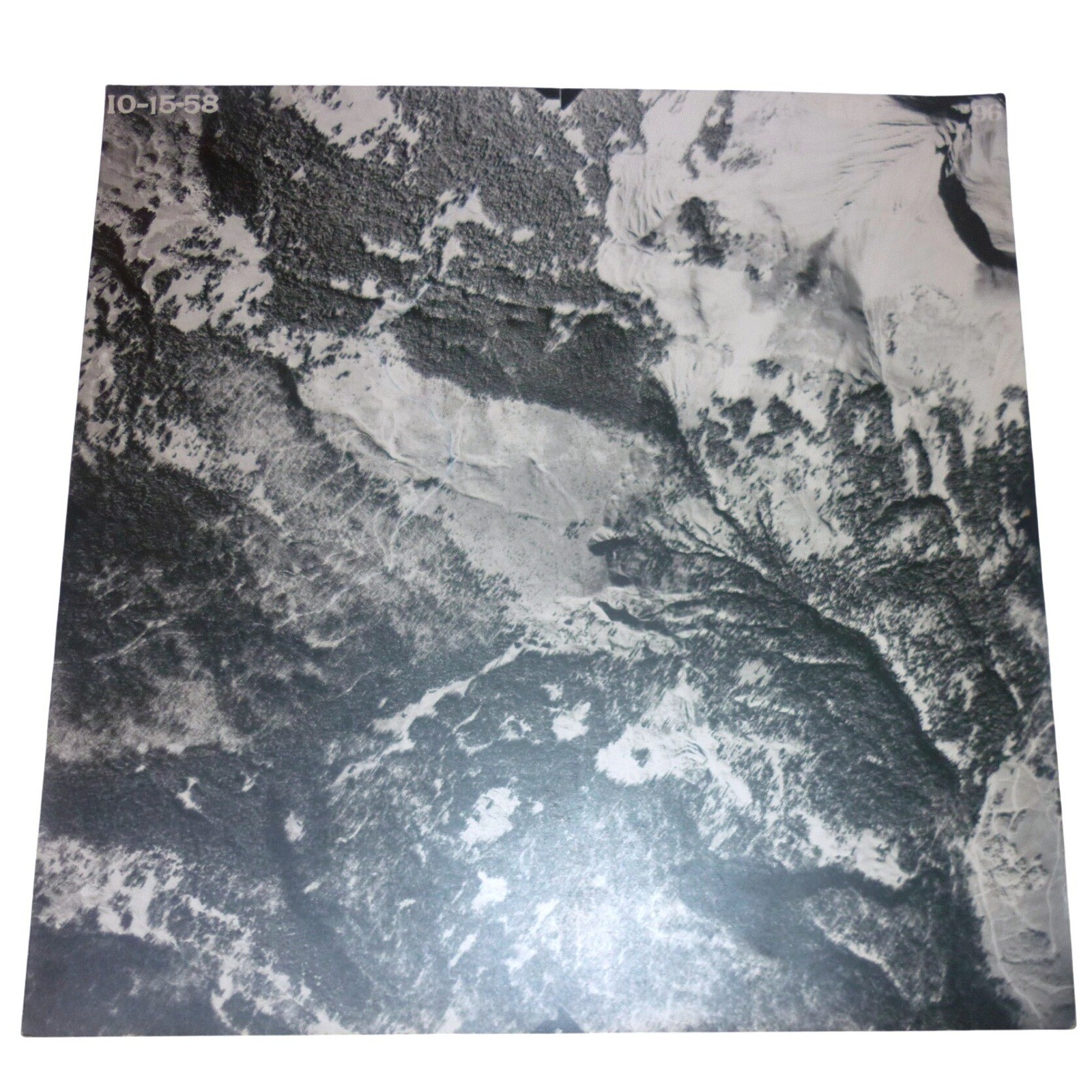 Vintage 1958 Aerial Mountain Topography Photograph 9x9 B&W 10-15-58 Print 96