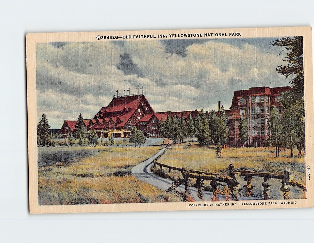Postcard Old Faithful Inn Yellowstone National Park Wyoming USA