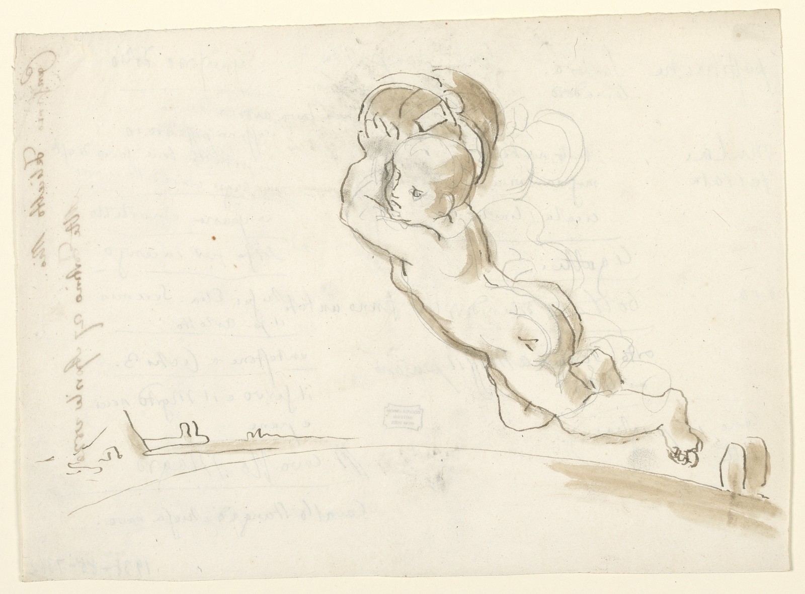 Fortunato Duranti Putto Vintage 1820s Cherub Sketch Reprint Wall Art