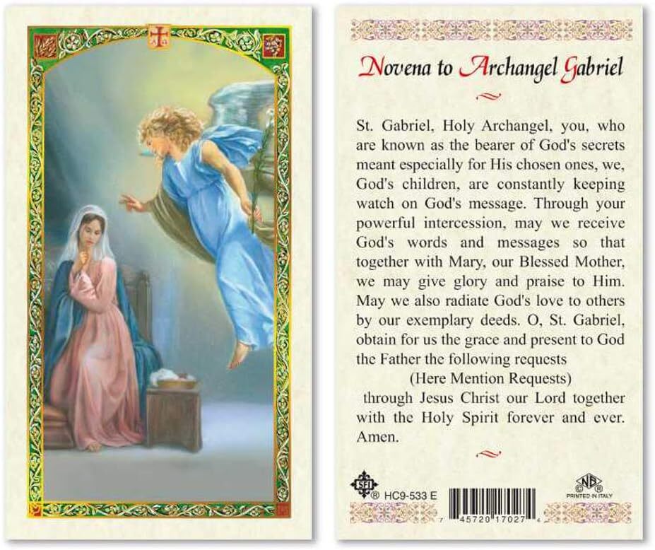 Novena to Archangel Gabriel Laminated Prayer Cards - Pack of 25