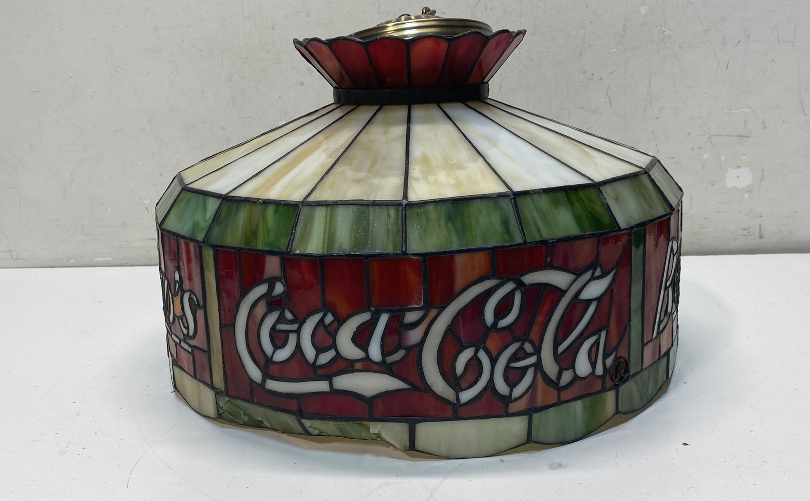 Coca-Cola Stained Glass Hanging Lamp Tiffany Style Slag Glass Bellacinos