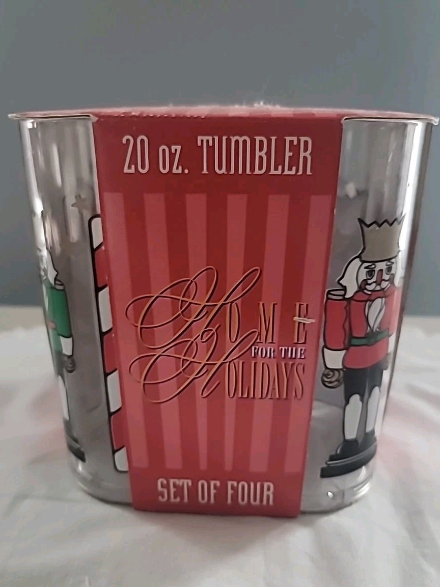 Vintage Christmas Nutcracker Acrylic Tumblers 20oz. Thermo-Serv USA Set of 4 NEW