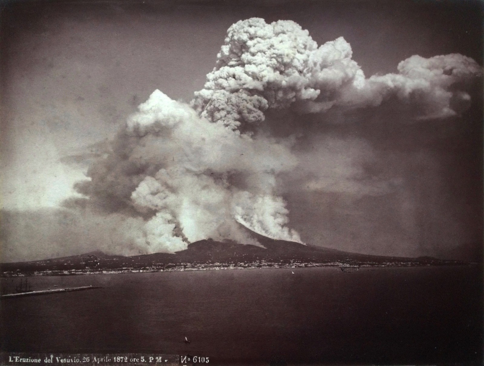 G. Sommer, Eruption of Vesuvius, 26 April 1872, Italy, Original Albumen Print
