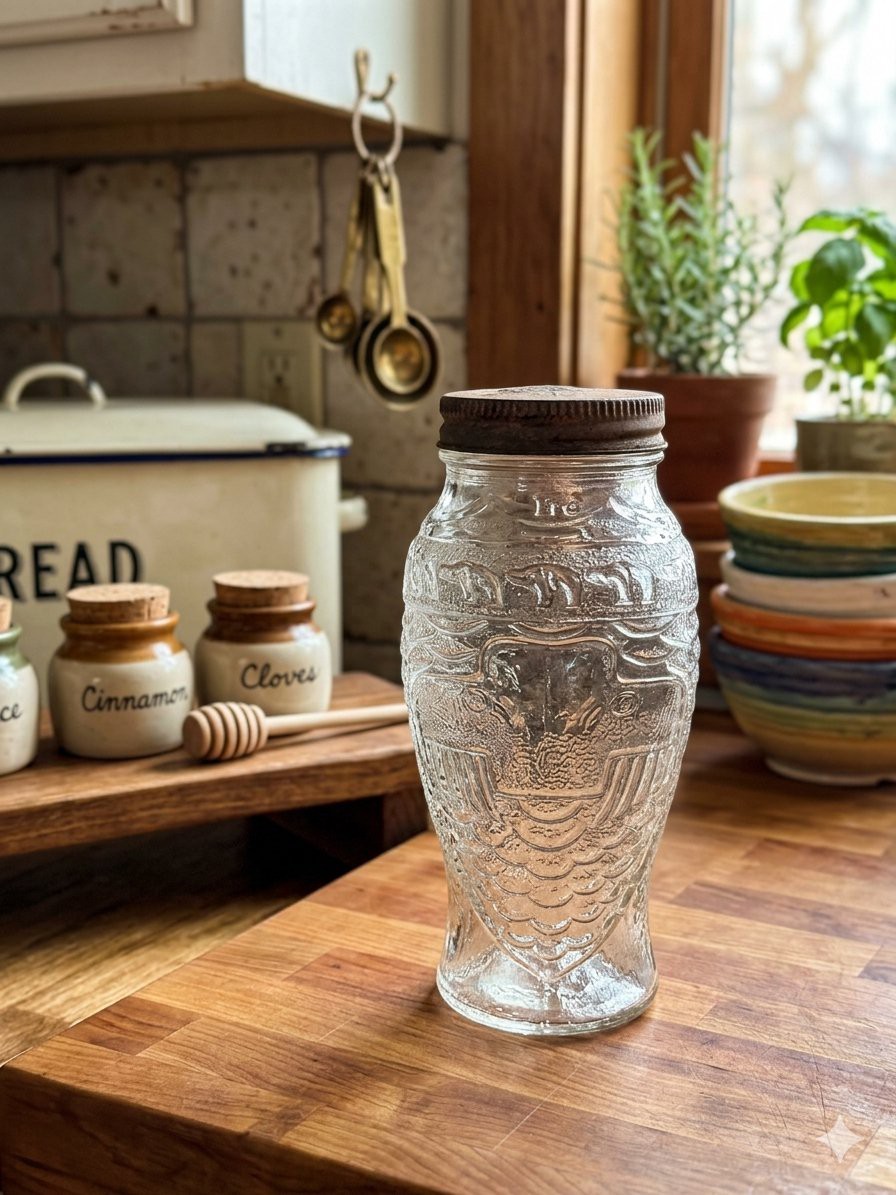Vintage Ten Bears Glass Jar