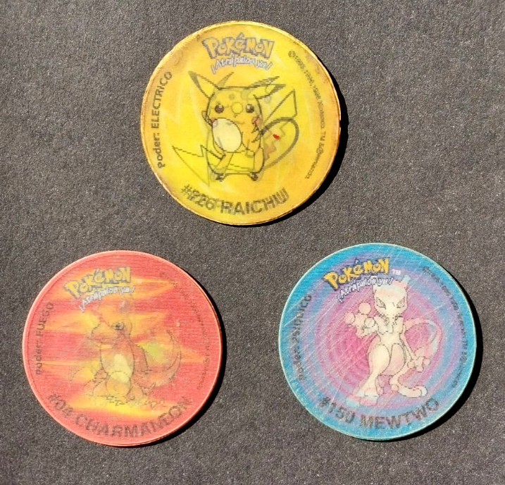 1998 Pokemon Tazos 2 PepsiCo Argentina Lot of 3 Holo Pikachu Mewtwo Charmander
