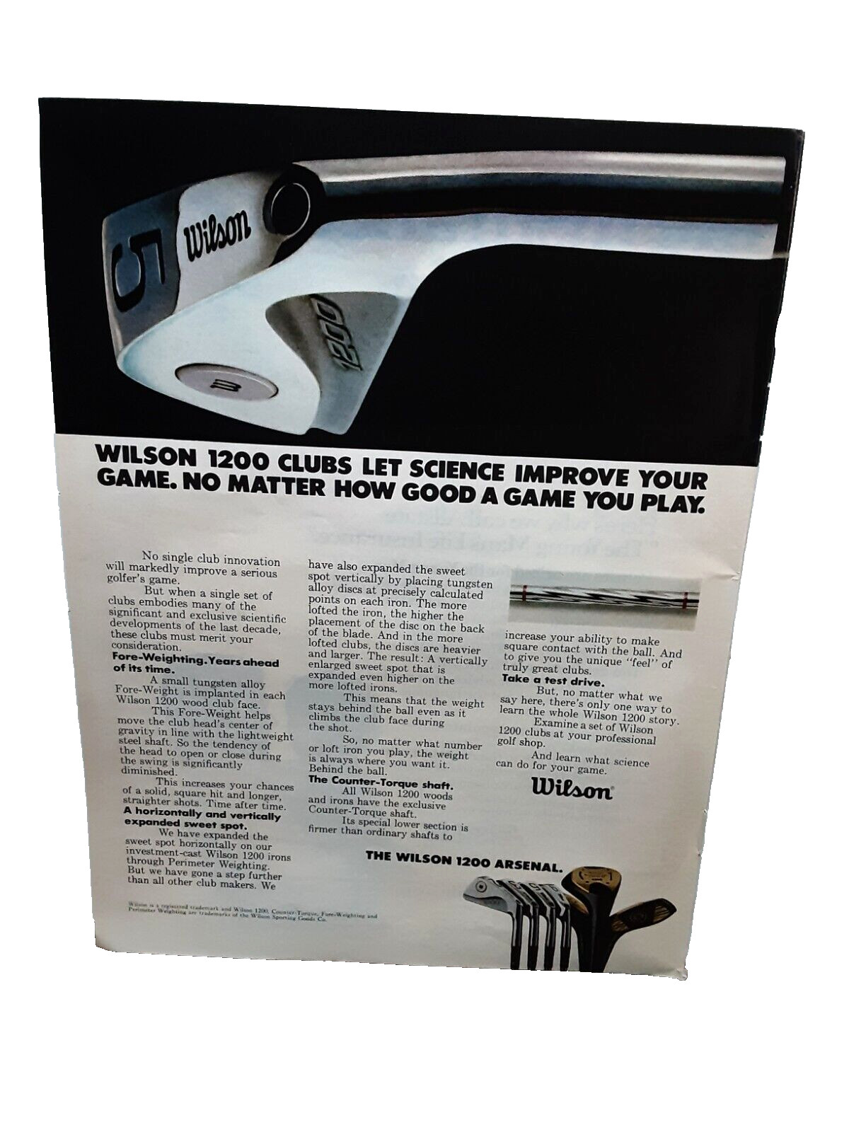 1973 Wilson 1200 Golf Clubs Original Print Ad Vintage