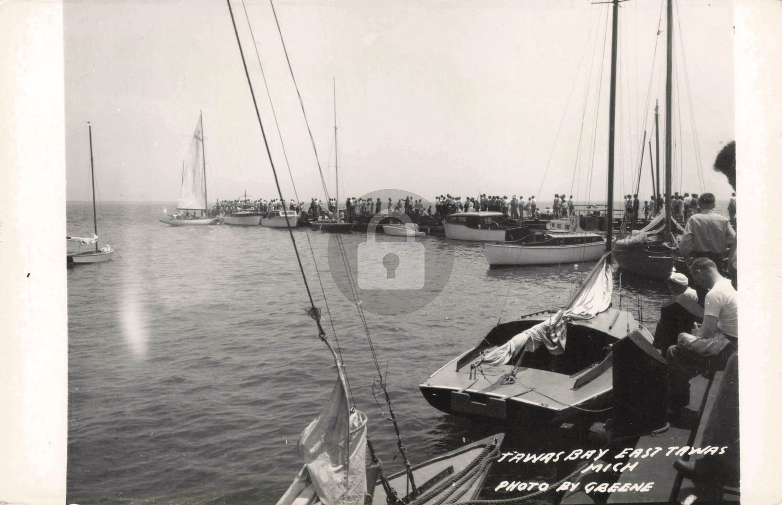 Tawas Bay, East Tawas MI Michigan RPPC Photo Postcard COPY