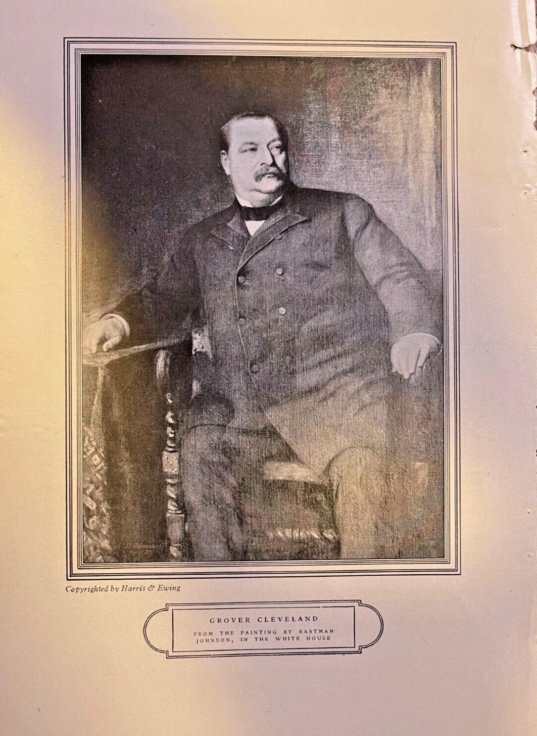 1909 Vintage Magazine Illustration President Grover Cleveland
