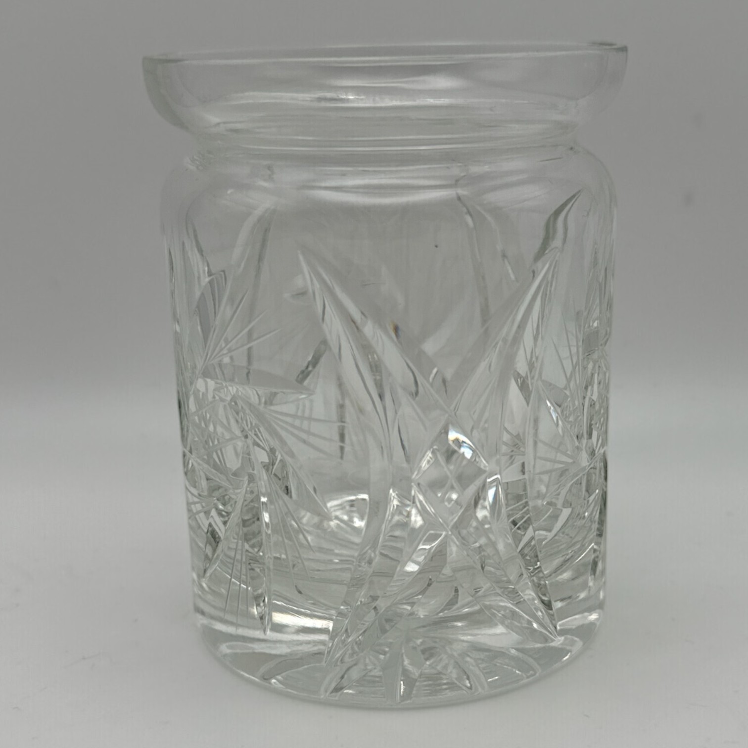 Vintage Heavy Crystal Pinwheel Small Vase Jam Jar