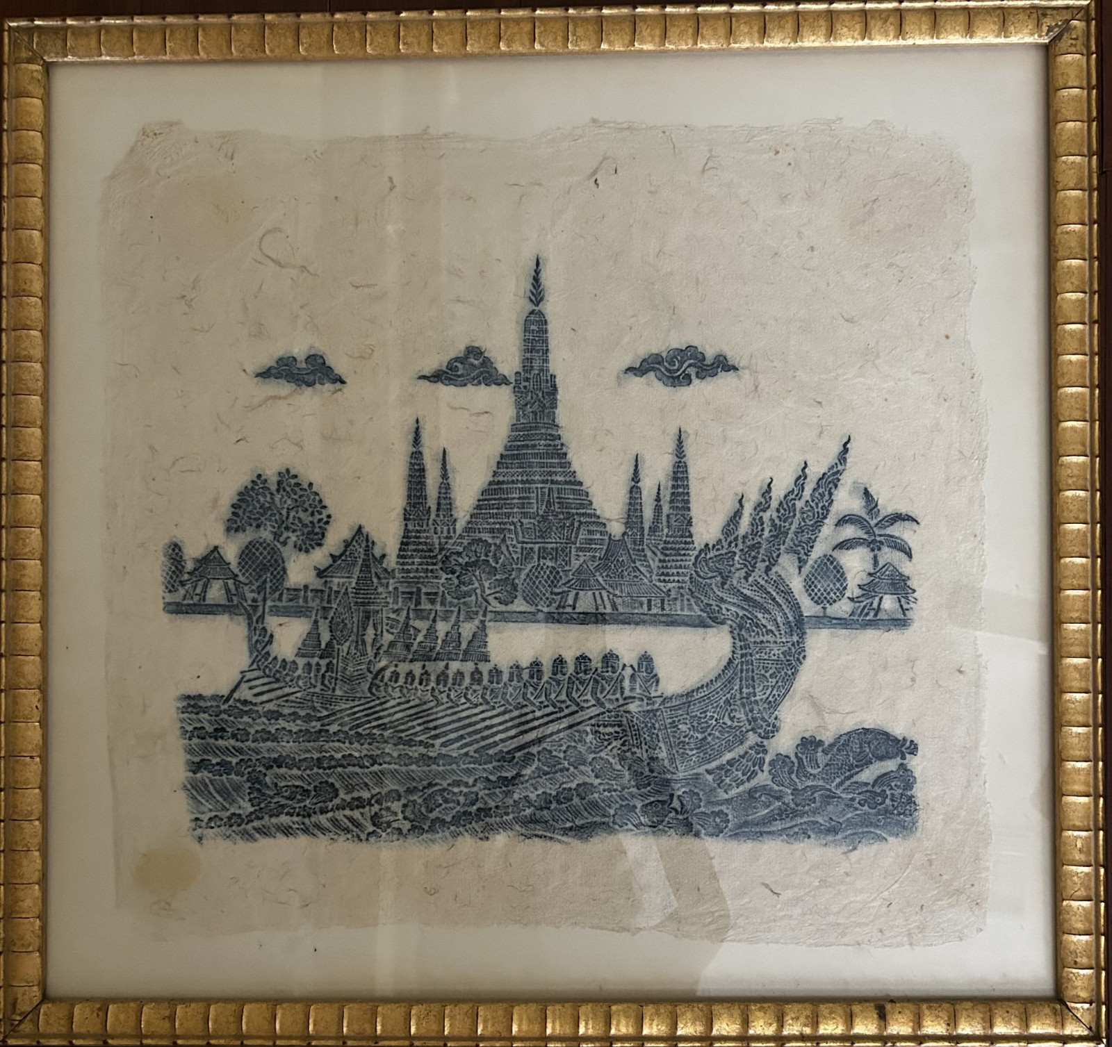 Tibetan Three Temples Rice Paper Rubbing, Vintage Authentic Thai