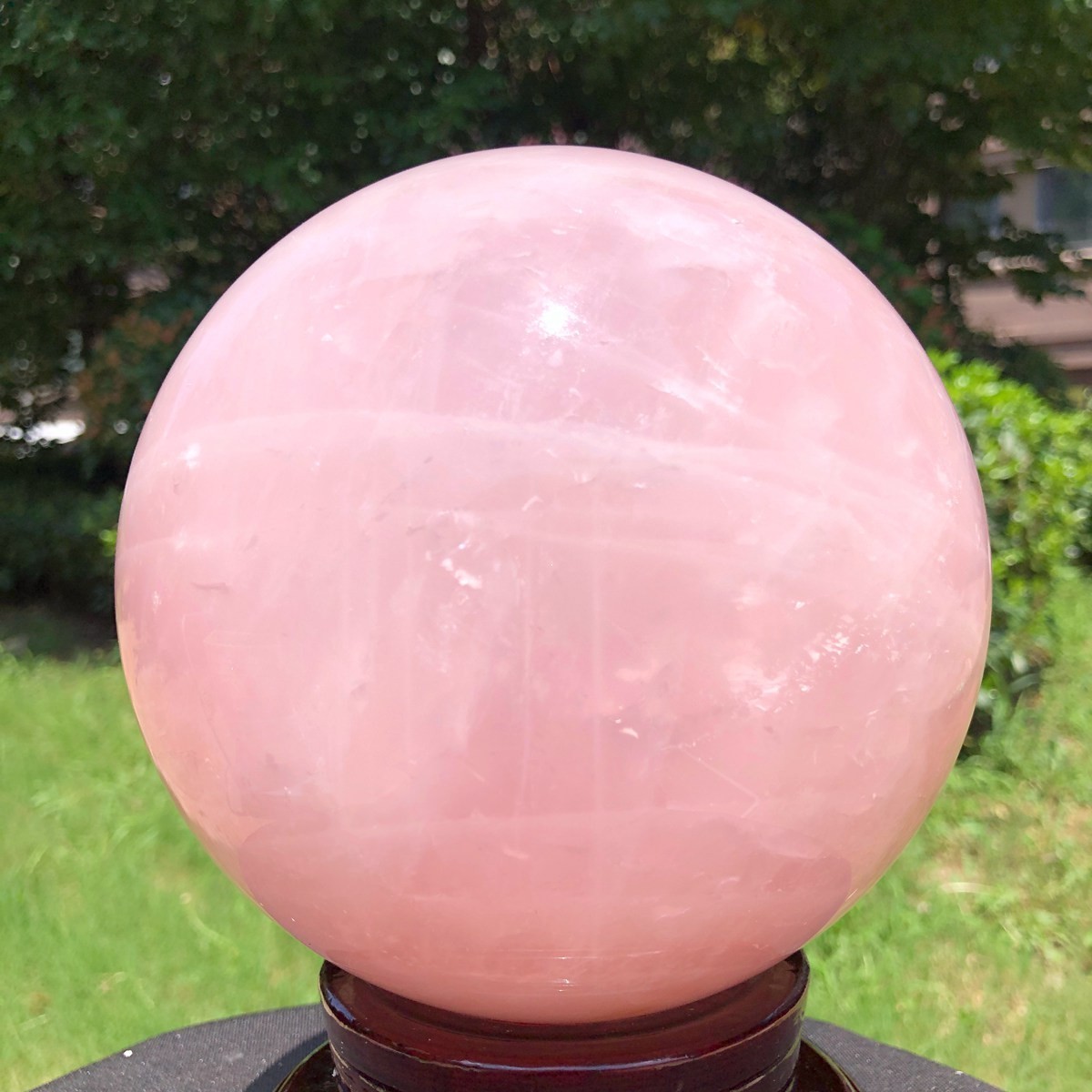 10.4LB Natural Pink Rose Quartz Crystal Sphere Ball Healing Reiki 6529
