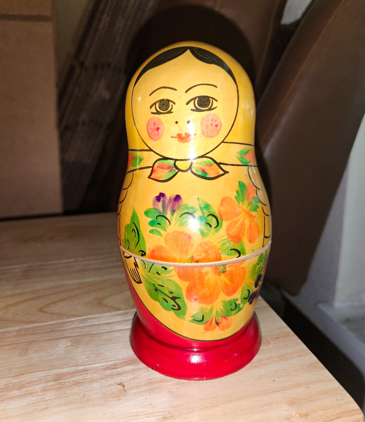 Made in USSR Russian Wooden Matryoshka Nesting Dolls Floral Set 6pc