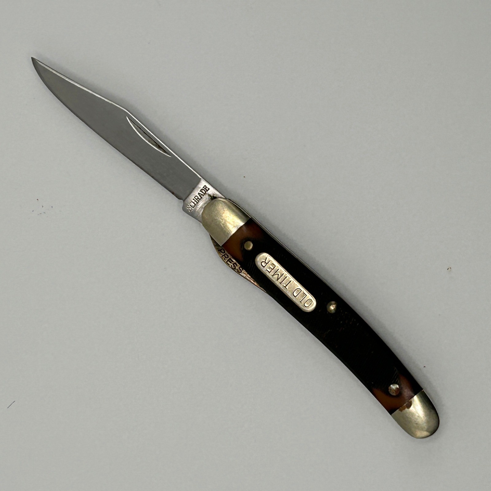 Schrade Old Timer 18OT Mighty Mite Liner Lock Folding Pocket Knife Brown Sawcut