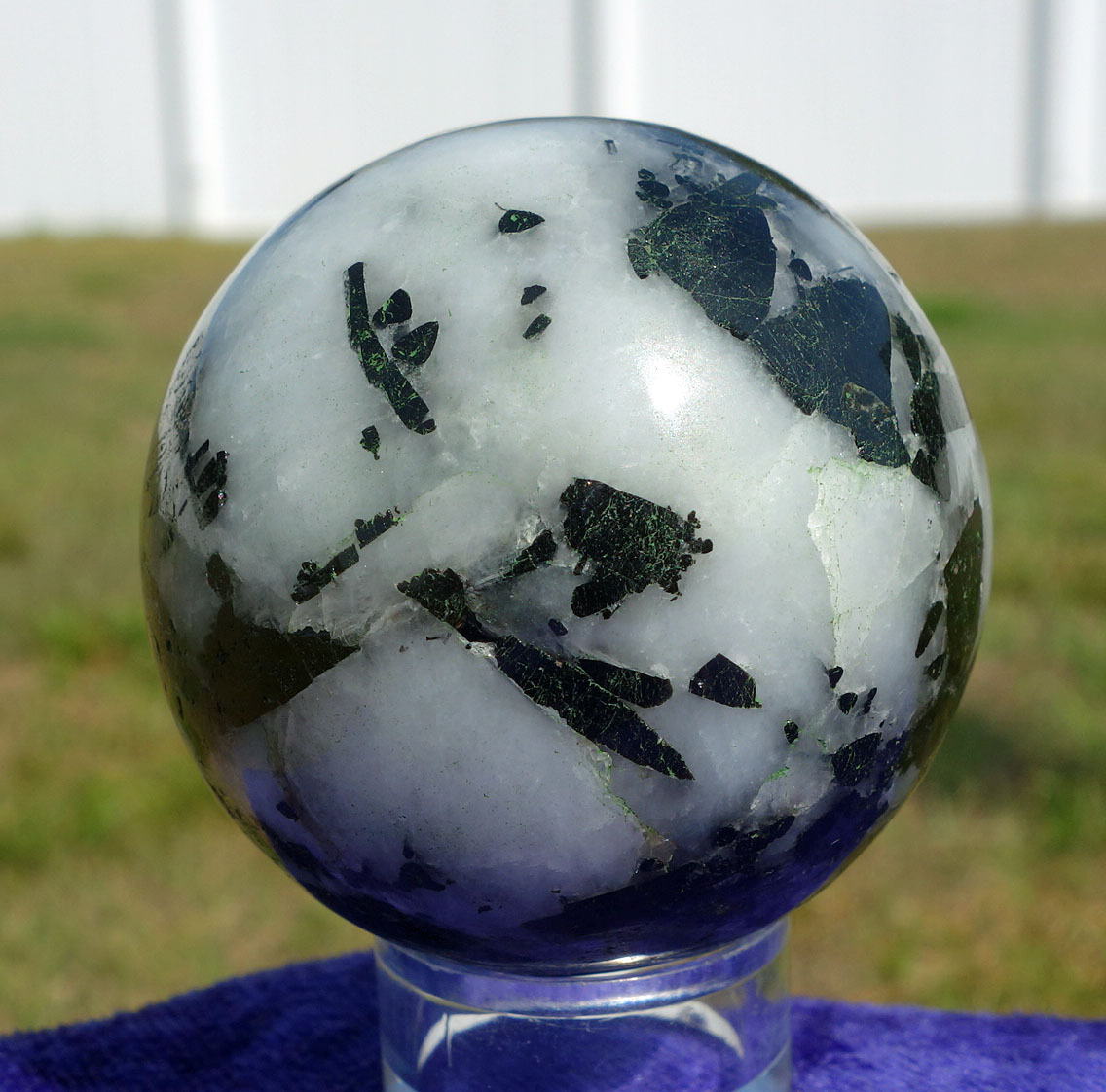 Deep GREEN TOURMALINE in Quartz Crystal Sphere aka the POWER STONE For Sale #160