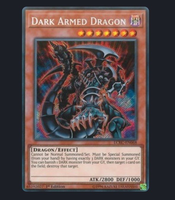 Yugioh LCKC-EN068 Dark Armed Dragon Secret Rare 1st Edition MINT