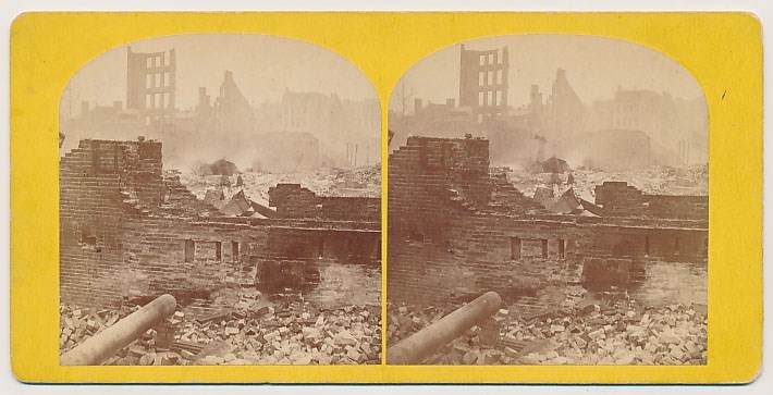 BOSTON FIRE SV - Summer Street towards Chauncey - c1872
