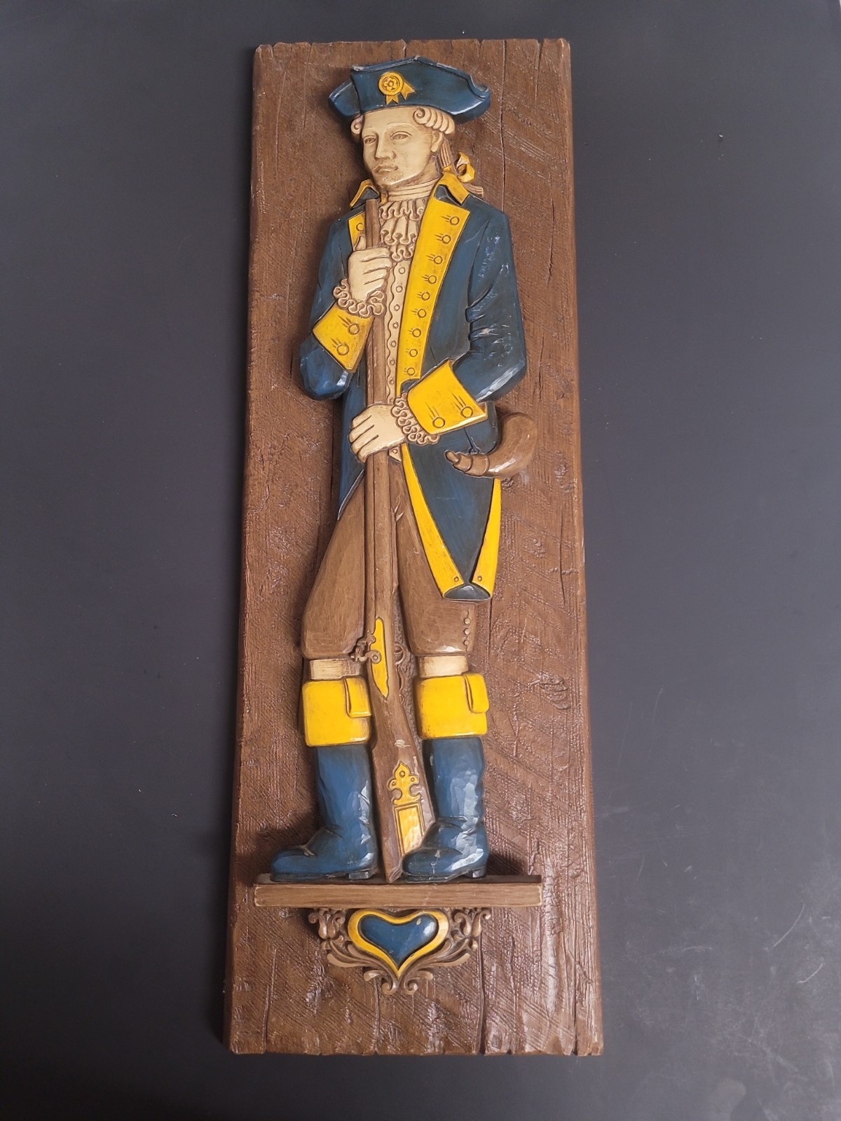 Vintage Syroco Colonial Soldier 23in Tall Patriotic/Americana Wall Plaque