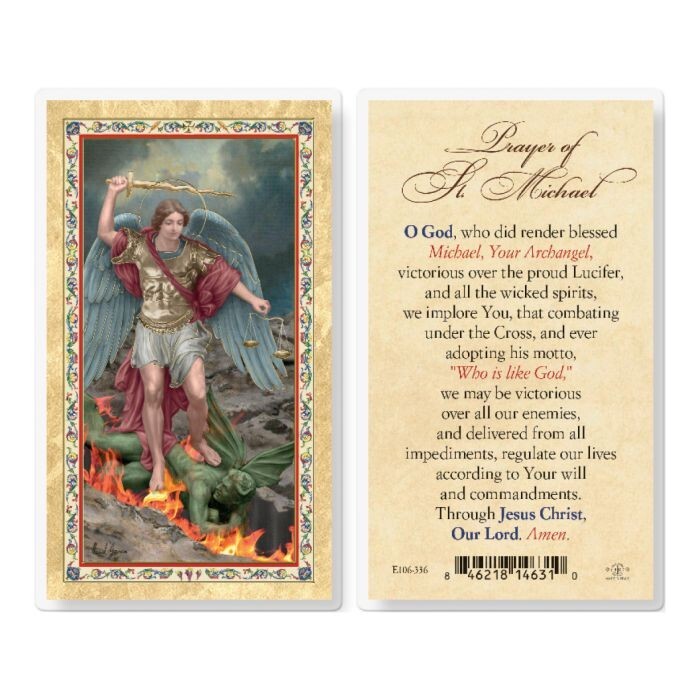 Saint Michael - Prayer of St Michael the Archangel - Laminated Holy Card 106-336