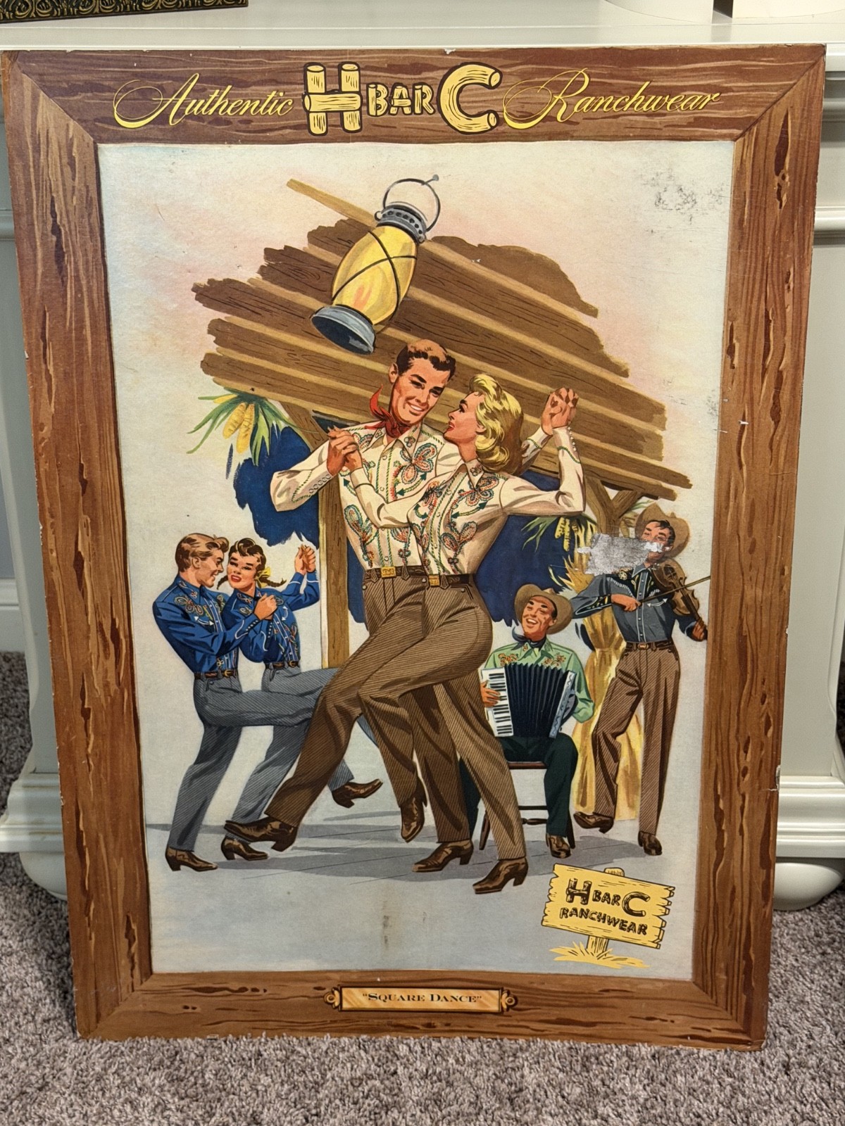 Antique Vintage H BAR C Ranchwear Display Sign 1950's - Fast Ship - RARE 20x28