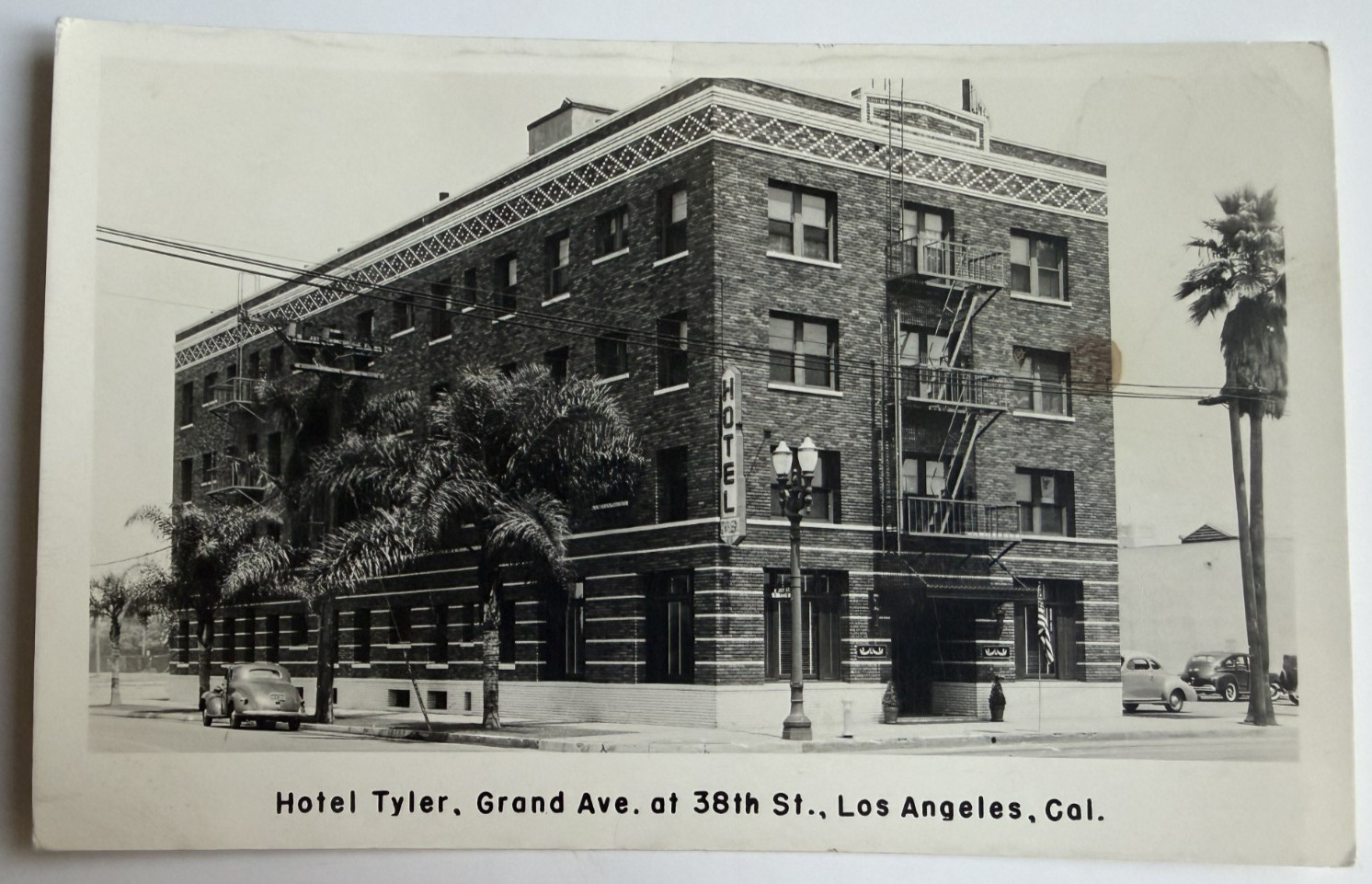 c1930s RPPC Hotel Tyler Grand Ave 38th St Los Angeles California CA Postcard