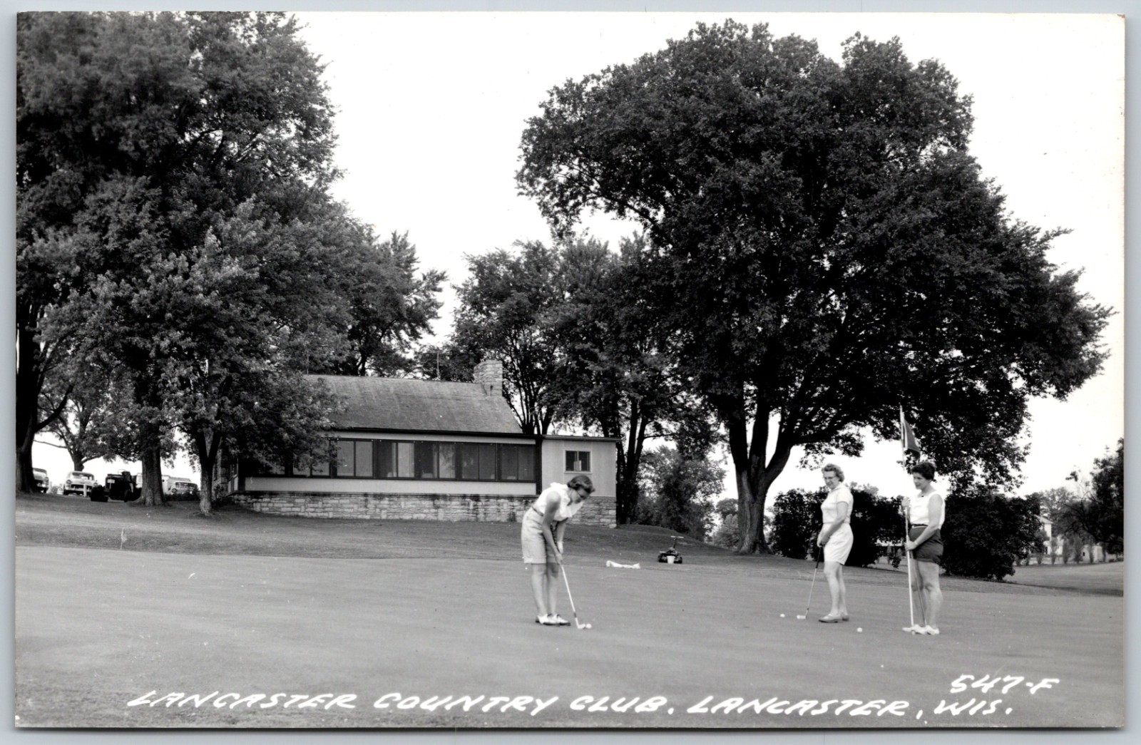 RPPC 1973 Women Golfing Lancaster Country Club Lancaster WI VINTAGE Postcard
