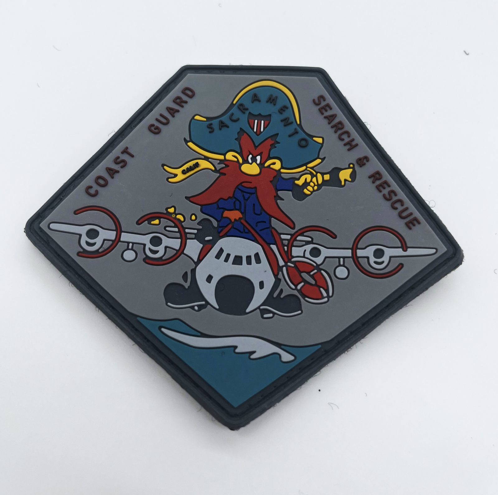 Coast Guard Search and Rescue, Sacramento, CA PVC Patch, 4 inch, Hook and Loop
