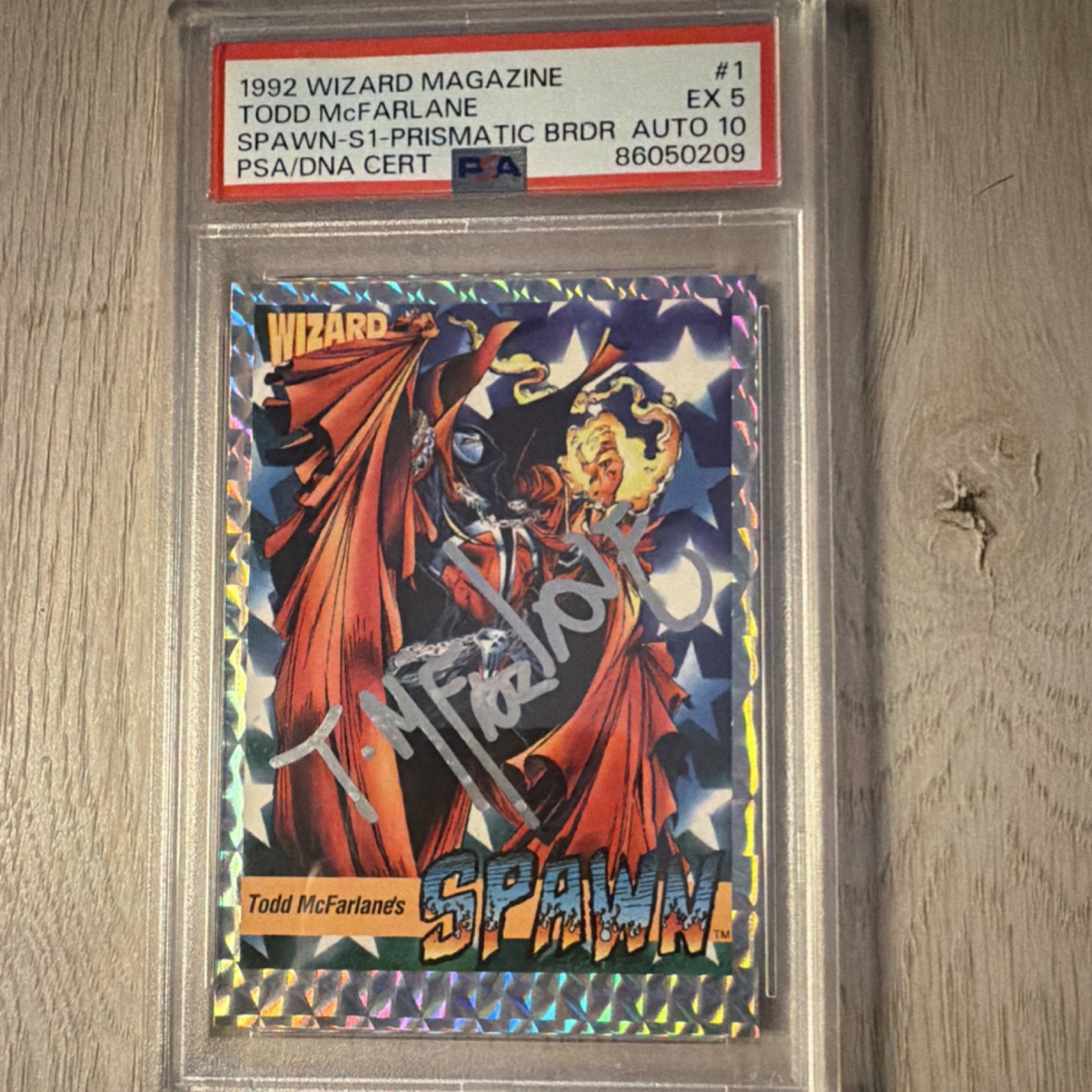 1992 Wizard Magazine Spawn Prismatic #1 Todd McFarlane Auto