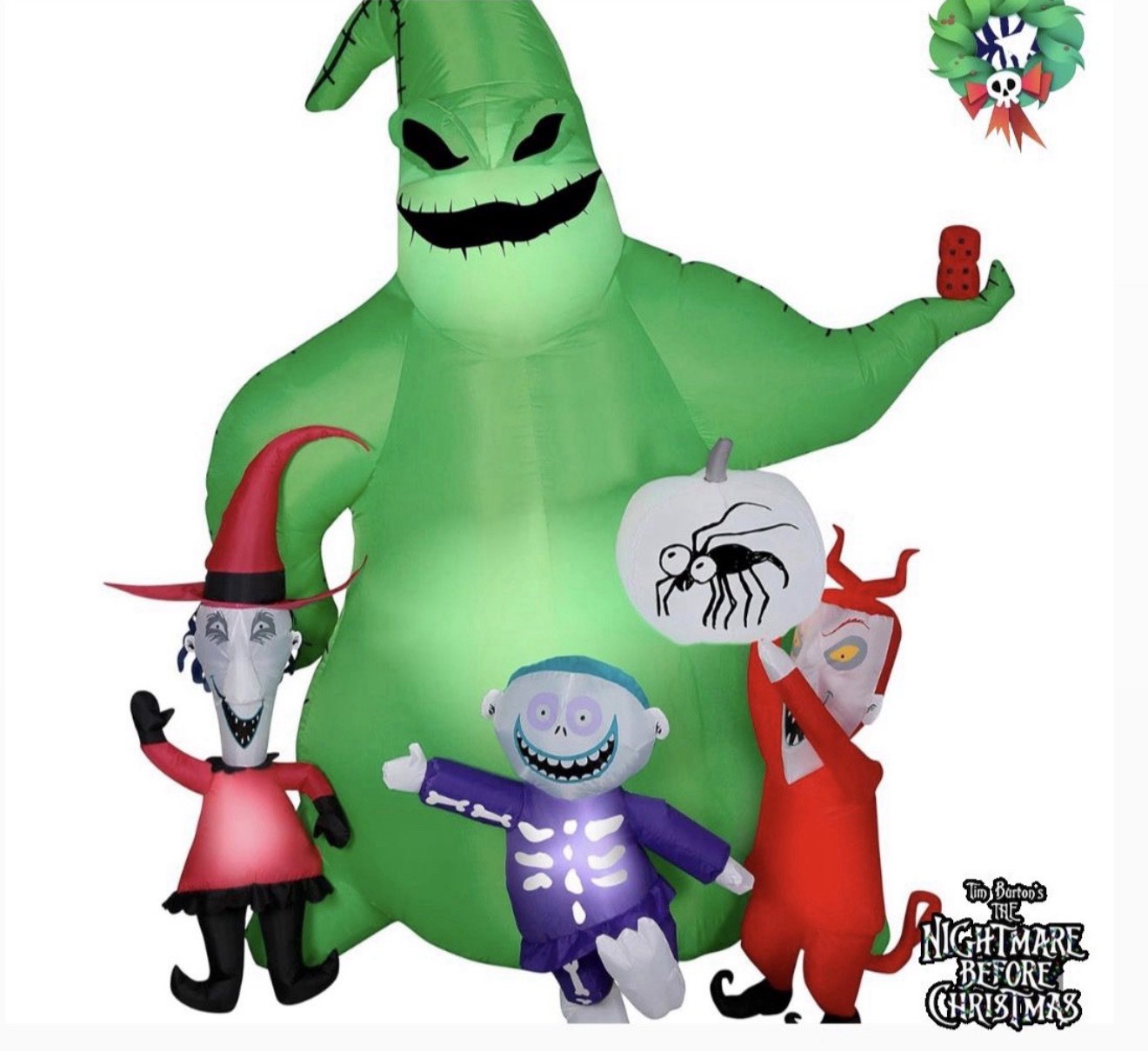 Disney Gemmy 7ft Tall Oogie Boogie w/ Lock, Shock, & Barrel Inflatable New NIB