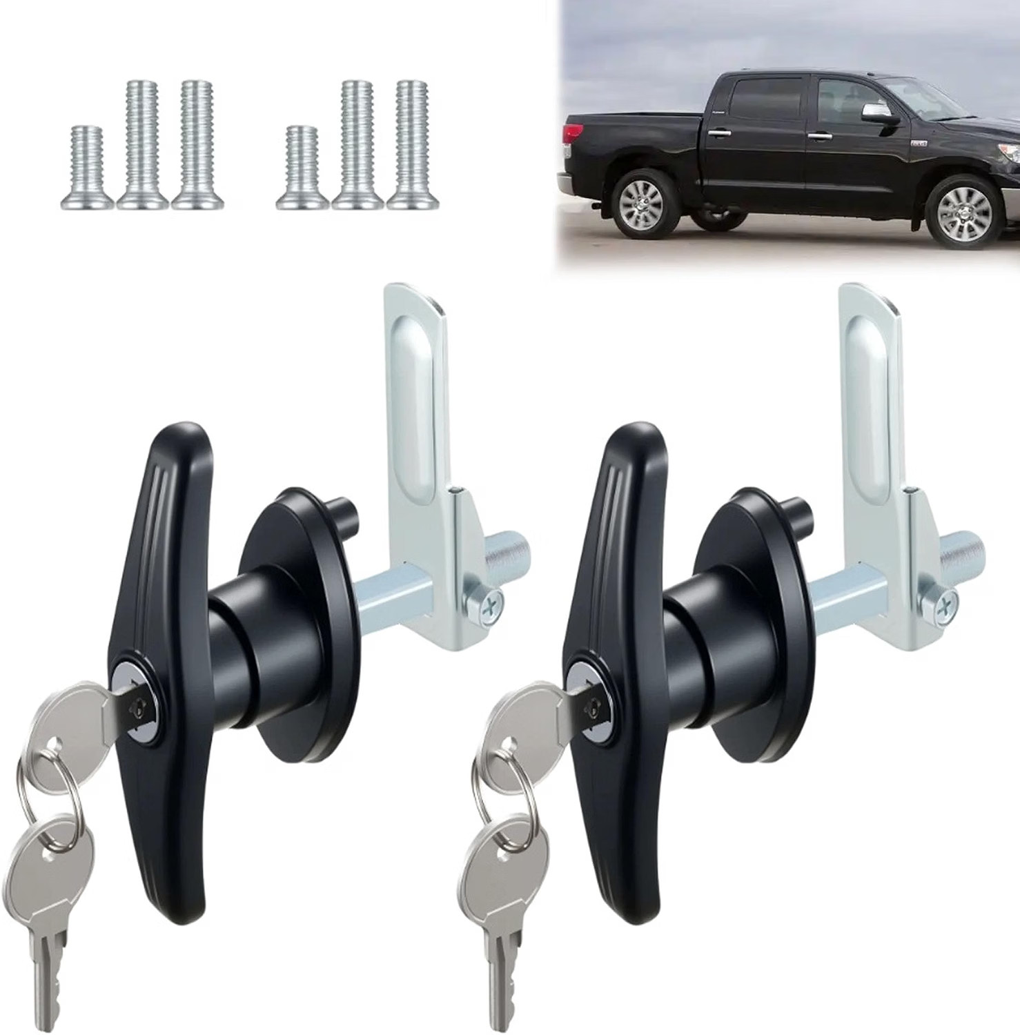 2PCS Truck Cap Locking T-Handle, Camper Shell Accessories, T-Handle Latch with K
