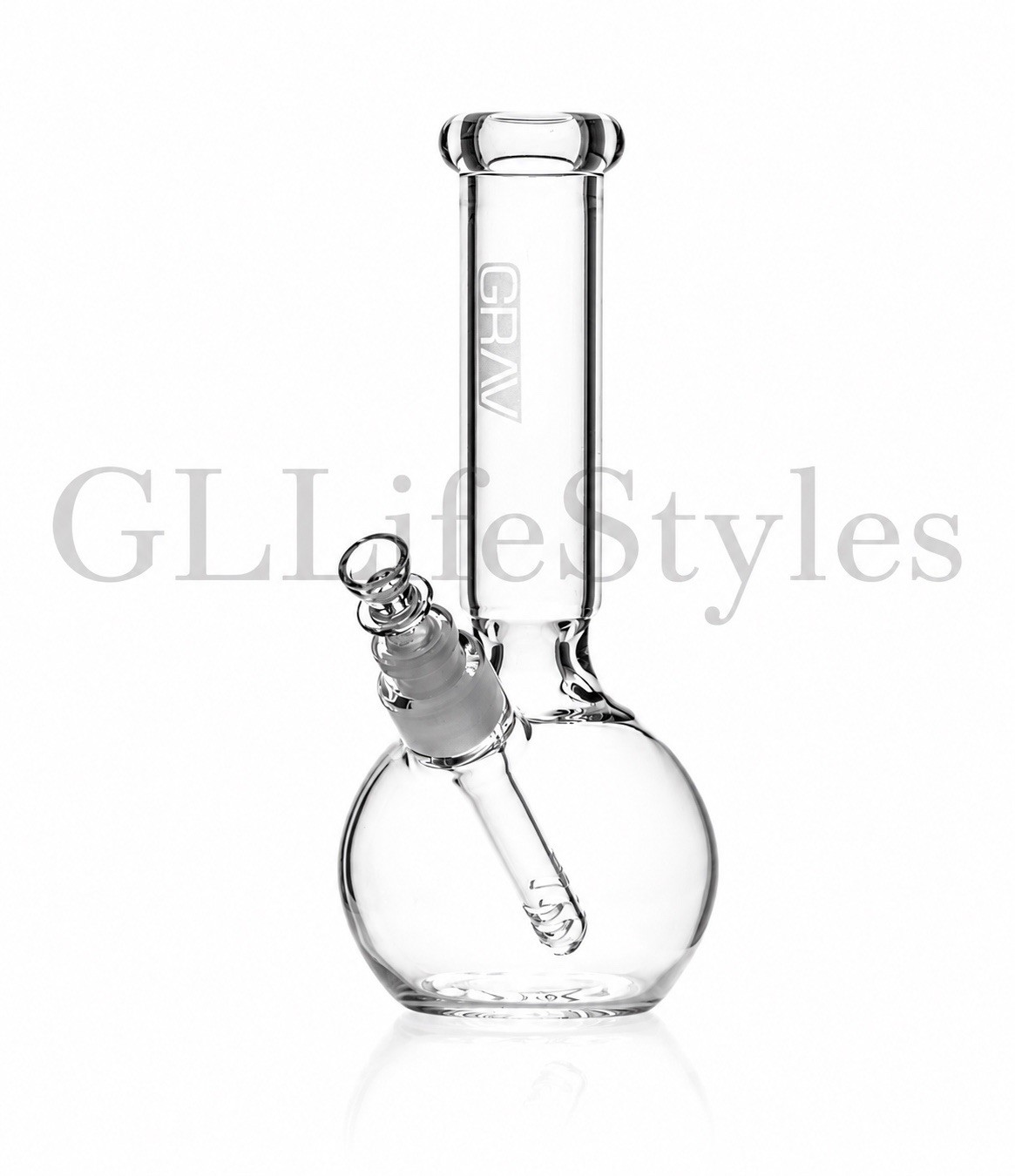 GRAV® MEDIUM 9.5” ROUND BASE WATER PIPE BONG, ICE PINCH, REMOVABLE STEM, CLEAR