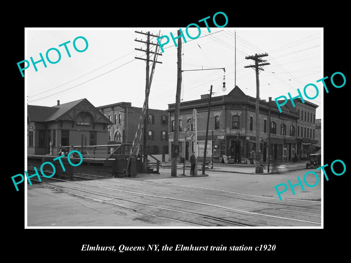 OLD LARGE HISTORIC PHOTO ELMHURST QUEENS NEW YORK THE RAILROAD STATION c1920
