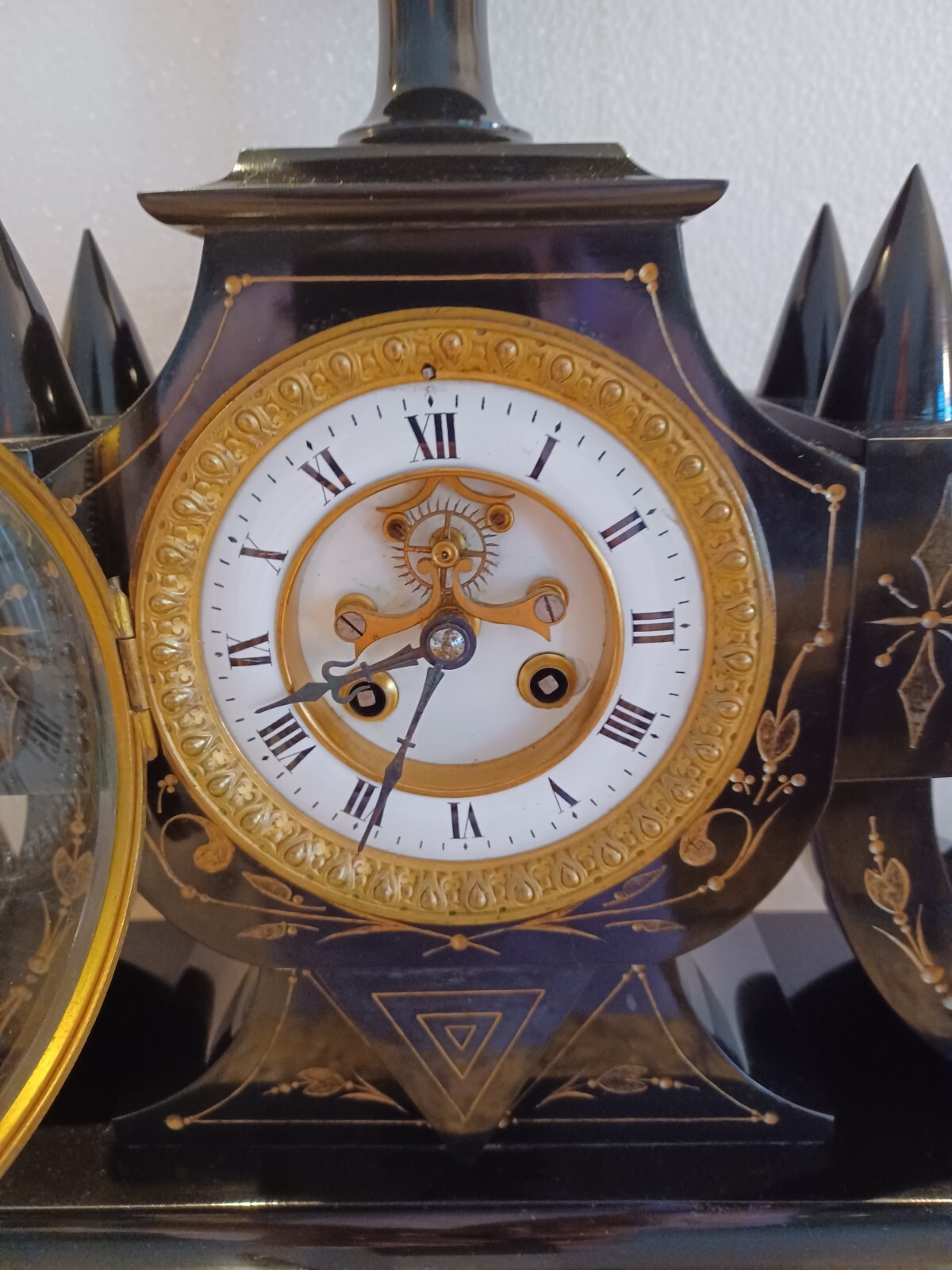Antique FRENCH Lge Belgium MARBLE CLOCK by S Marti: 1890 - RUNS & CHIMES $SALE$