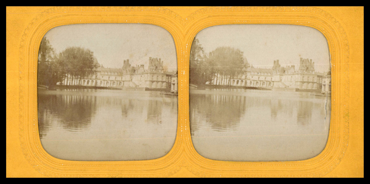 Château de Fontainebleau, ca.1860, stereo day/night (French fabric) vintage print