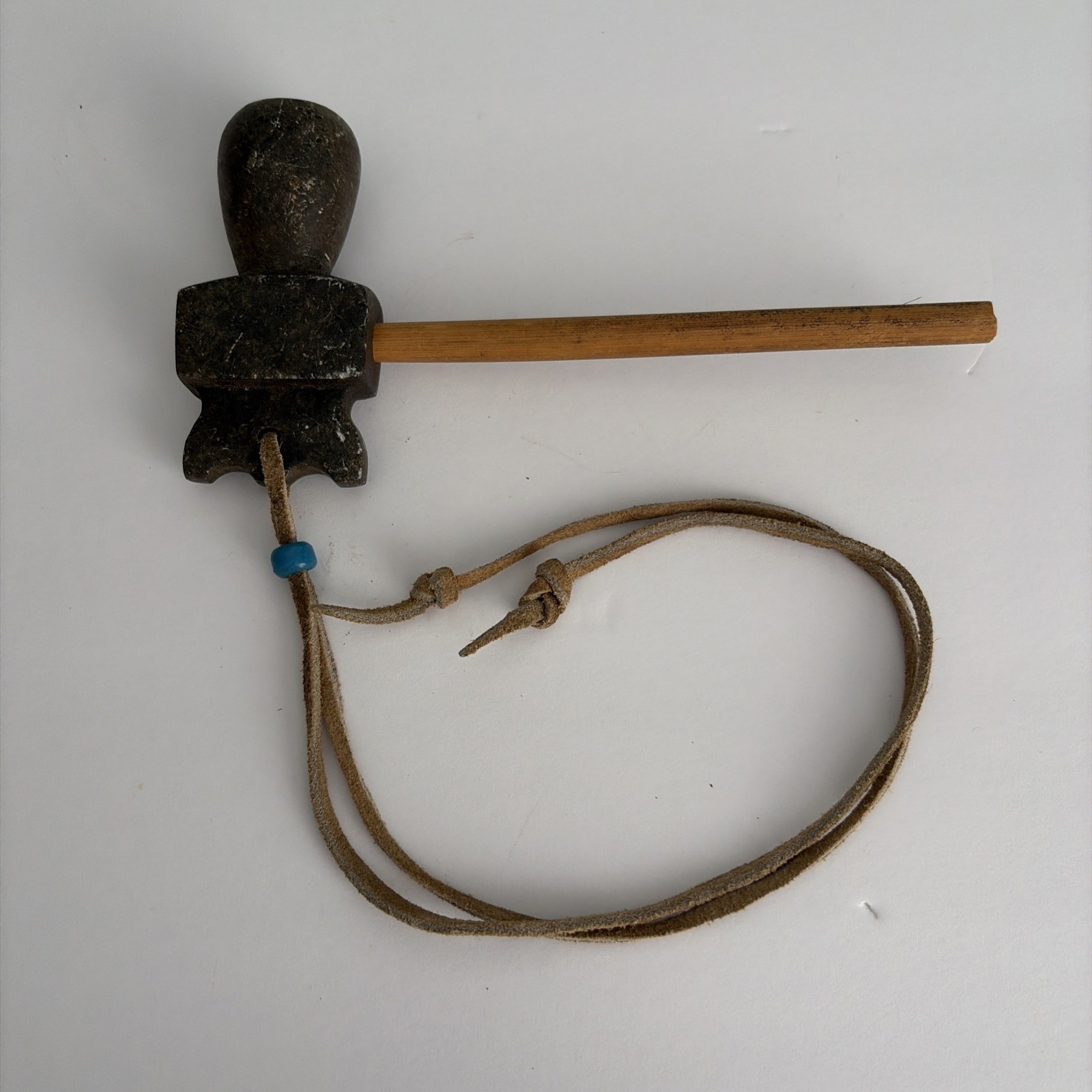 Eastern Woodlands Peace Pipe Soapstone Keel Elbow Style mid 20th c Reed Stem