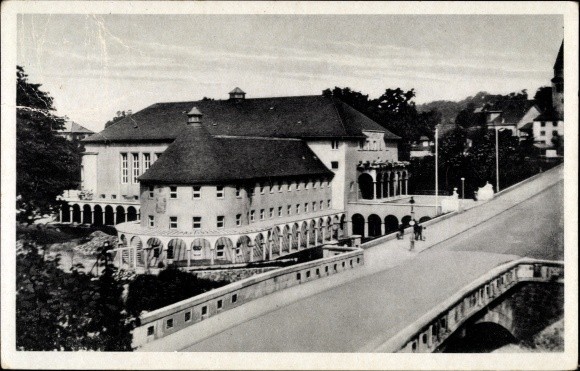 Postcard Döbeln in Saxony, Stadtbad, bridge lot - 3645710