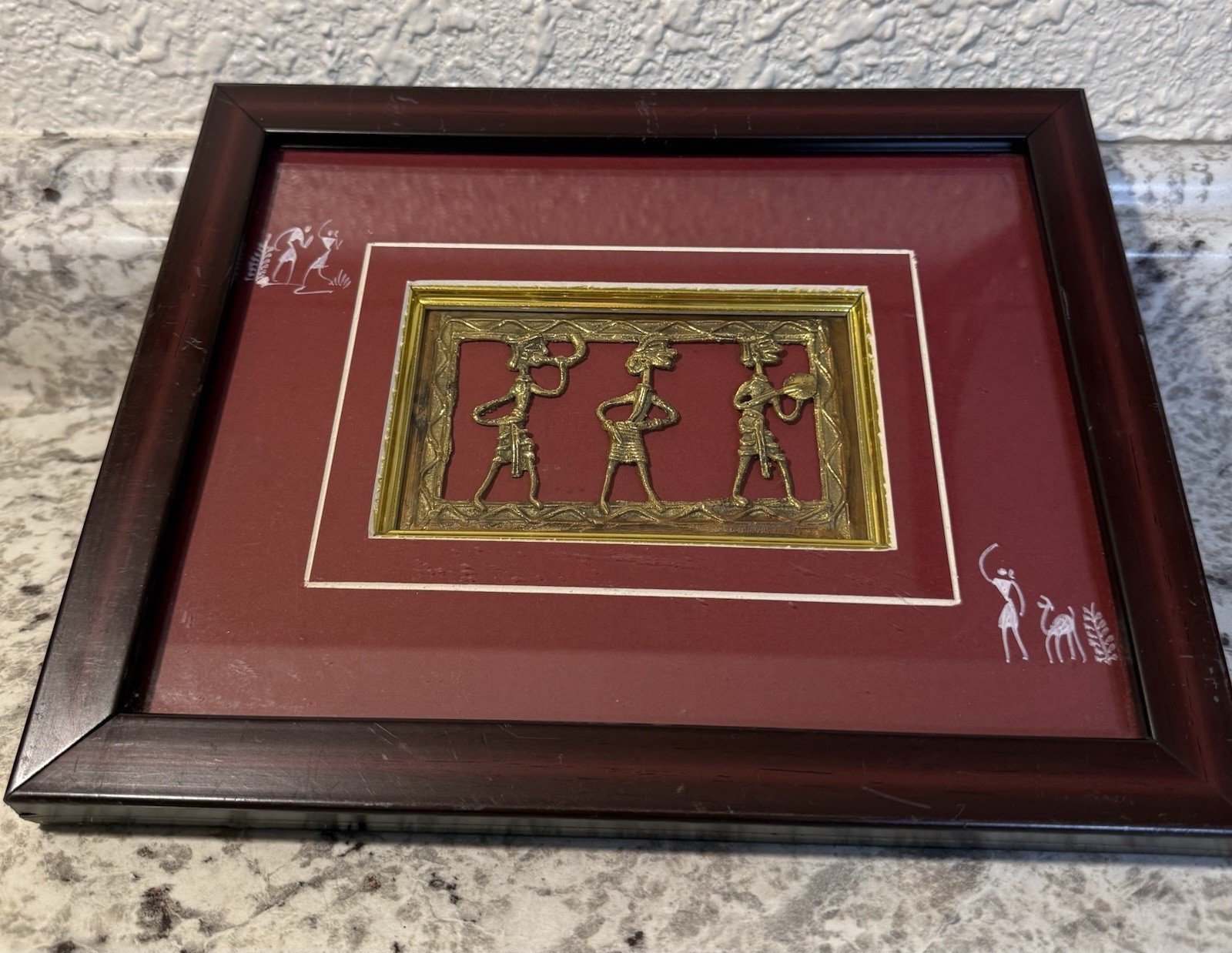 Vintage Warli Dhokra Wax Cast bronze tribal art from Maharashtra, India 8x10”