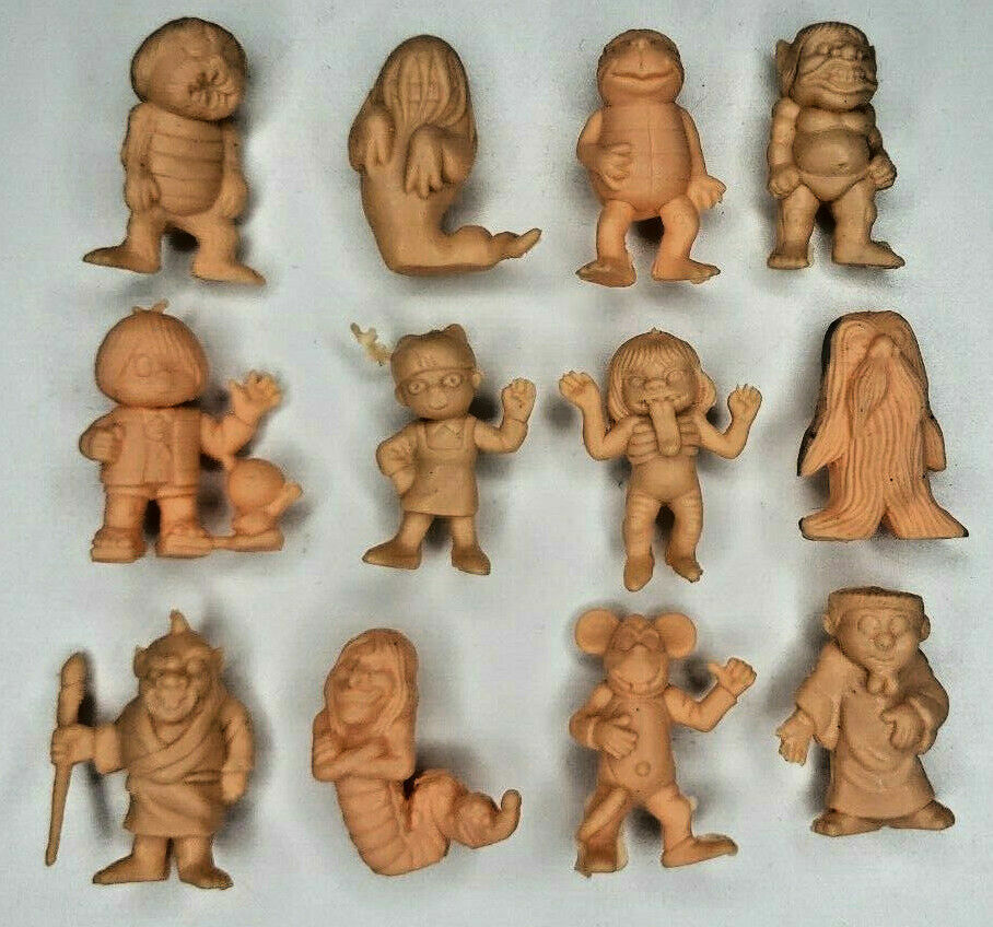 Vintage 12 Weird Monster Disfigured Lucky Yuckies Set Vending Toy Prizes NOS 45