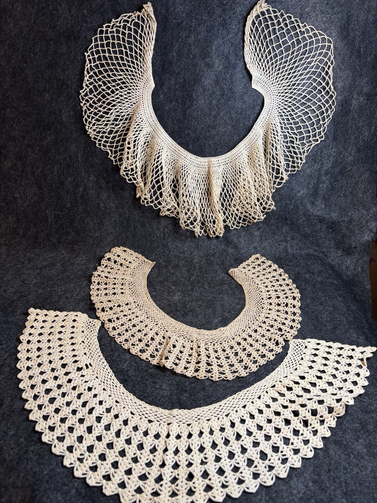 Antique Hand Crocheted Lace Collars – Victorian / Edwardian Bertha Style Lot-3