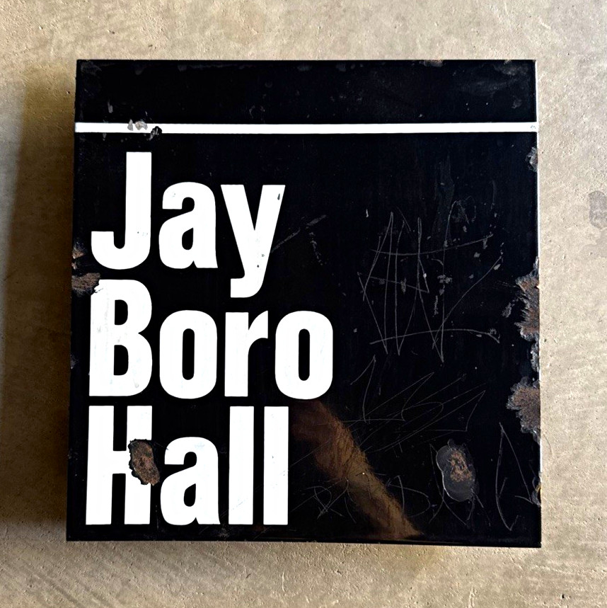 Vintage 1950s NYC Subway Porcelain Enamel Pillar Sign Jay St Boro Hall  12x12