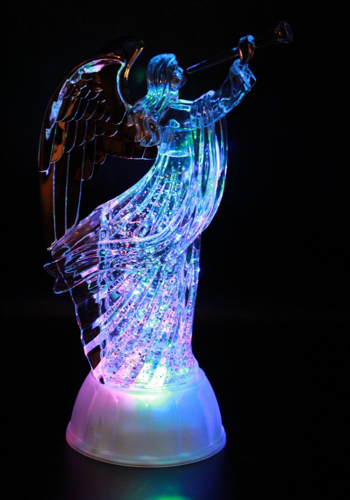 Angel with Trumpet, LED Lighted Sparkling Multi-Color Changing Home Decorative
