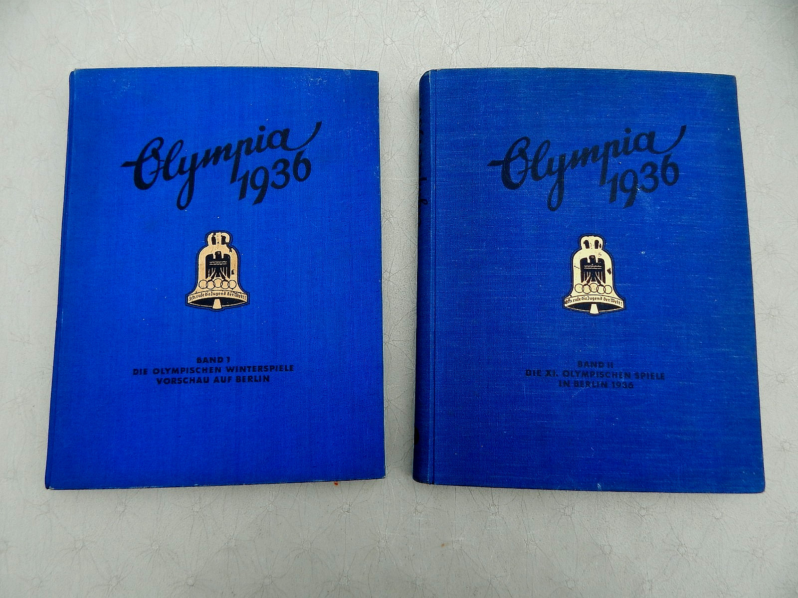 1936 OLYMPIA 2 VOLUME SET - BERLIN OLYMPICS BAND I & BAND II W/ ALL STICKERS