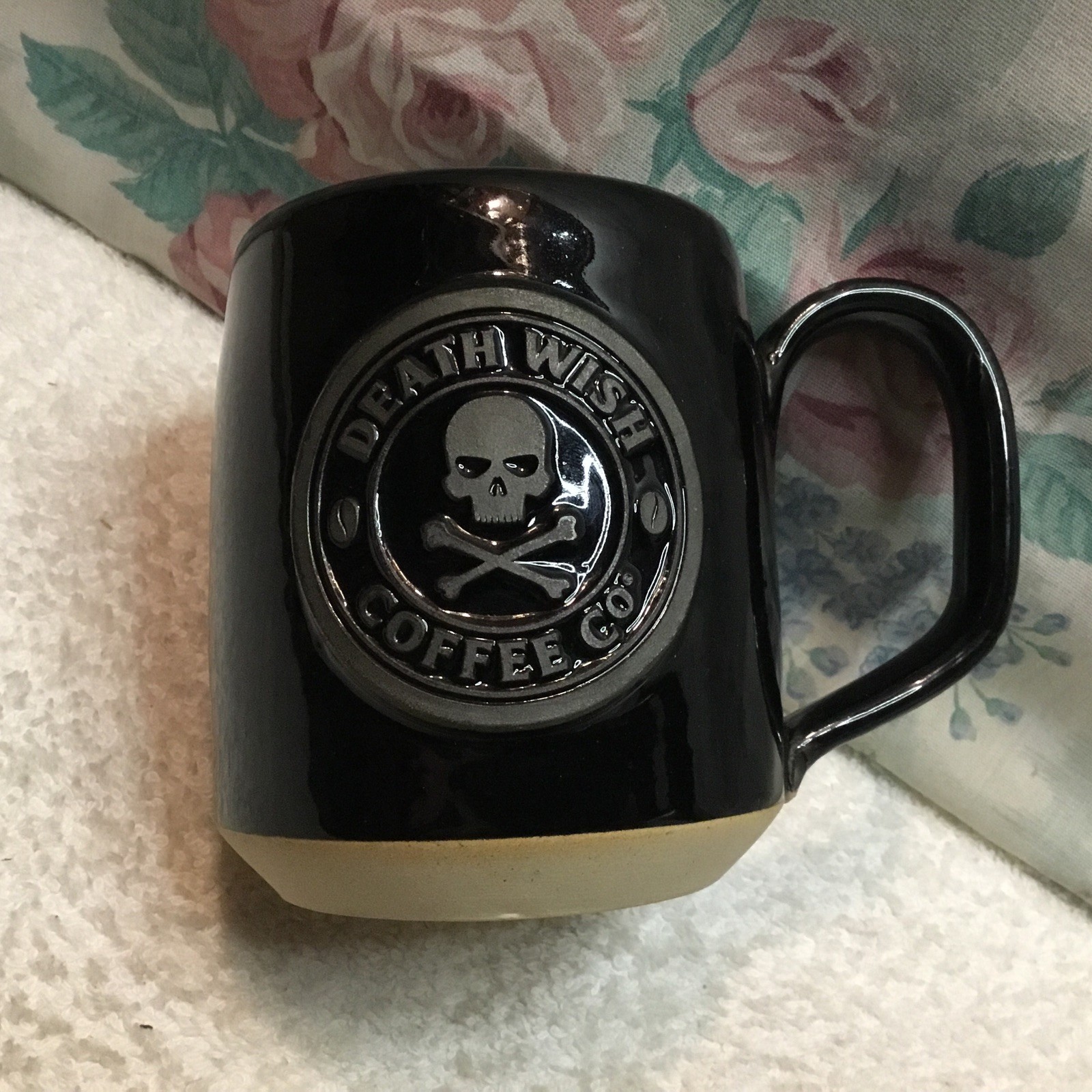 Death Wish Coffee Mug, The Gateway, Black with Skull and Crossbones, Deneen 