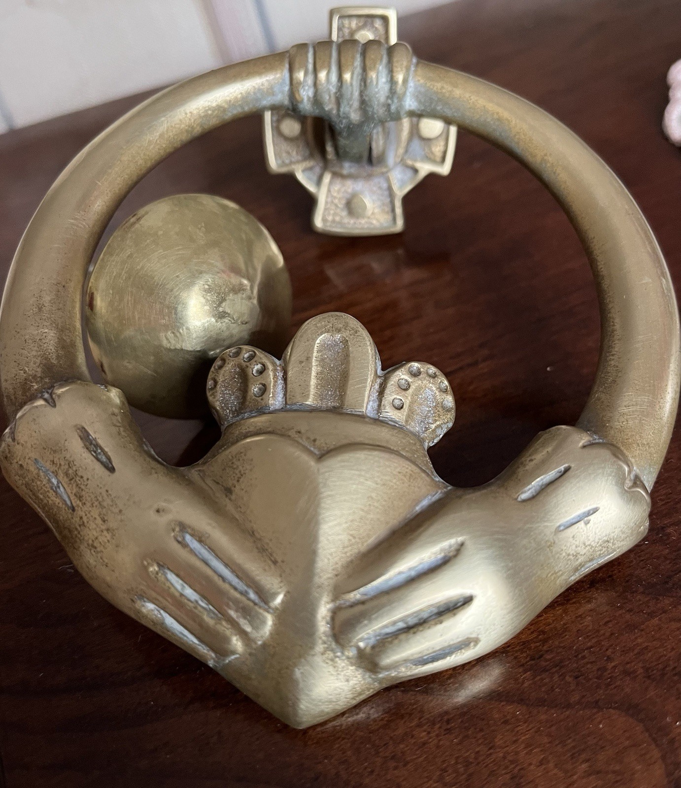 Vintage Brass Claddagh Irish Door Knocker