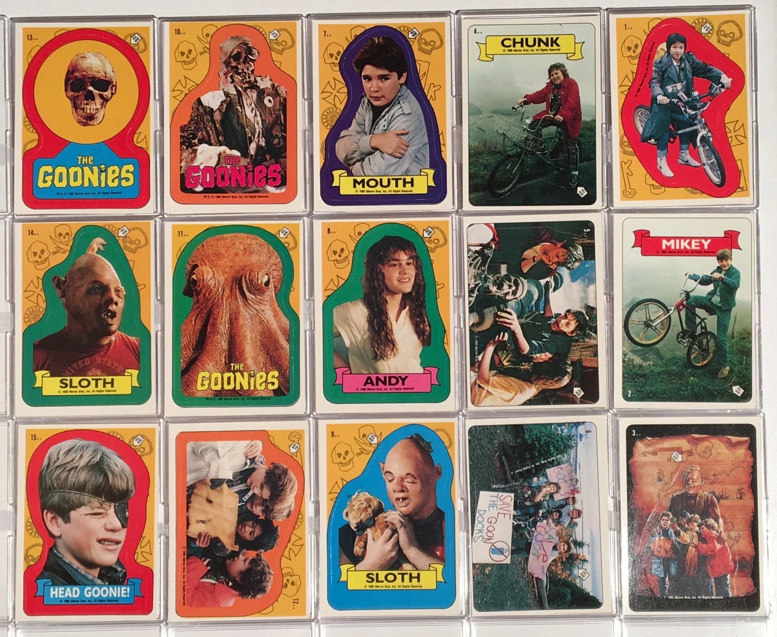 Goonies Movie Vintage Sticker Card Set 15 Sticker Cards 1985 Topps