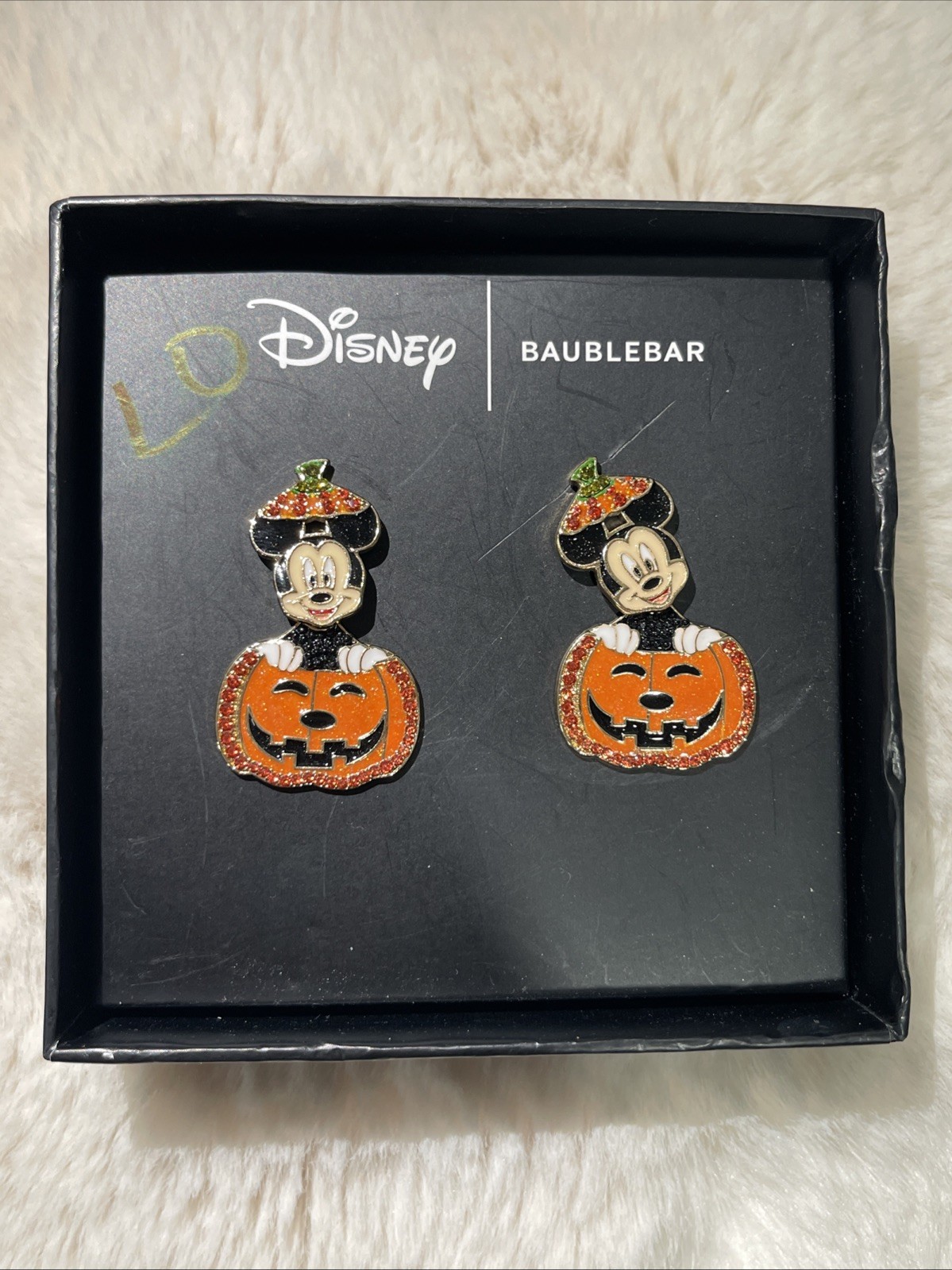 Baublebar Disney Earrings Halloween Mickey Mouse Pumpkin Dangle Moveable Sparkle