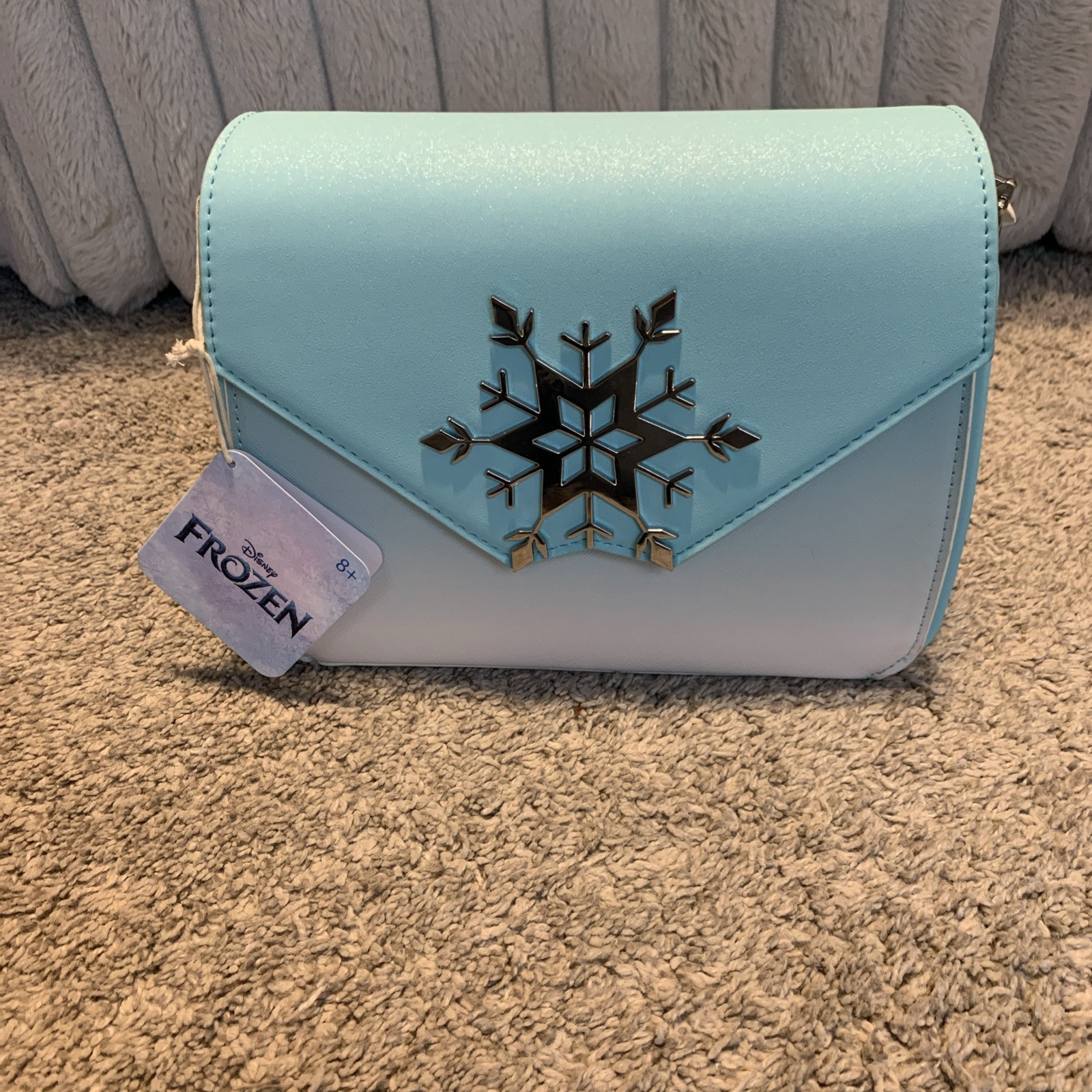 NWT Official Loungefly Disney Frozen Elsa Snowflake Glitter Cross Body Bag Purse