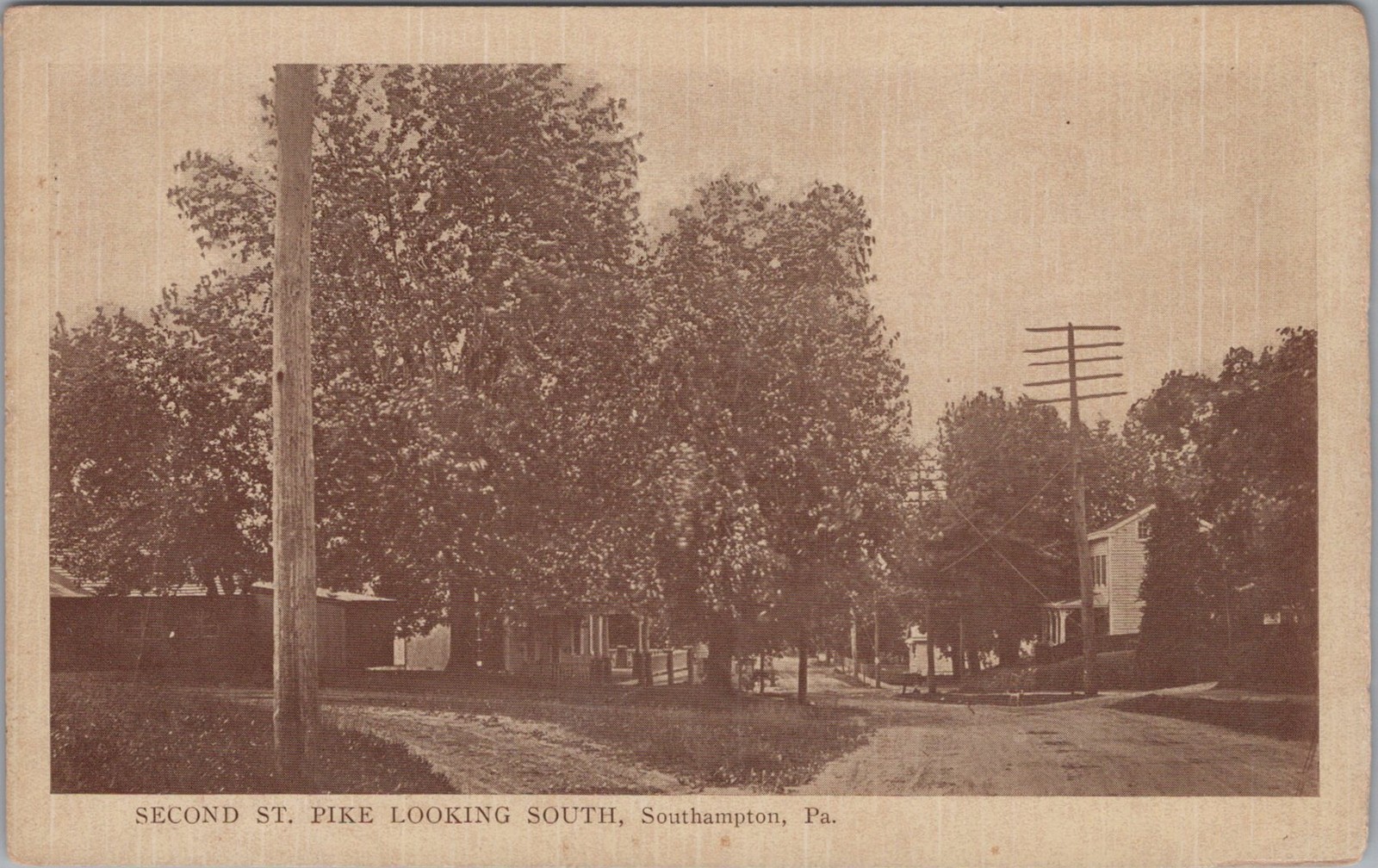 Postcard Second Street Pike Looking South Southampton PA