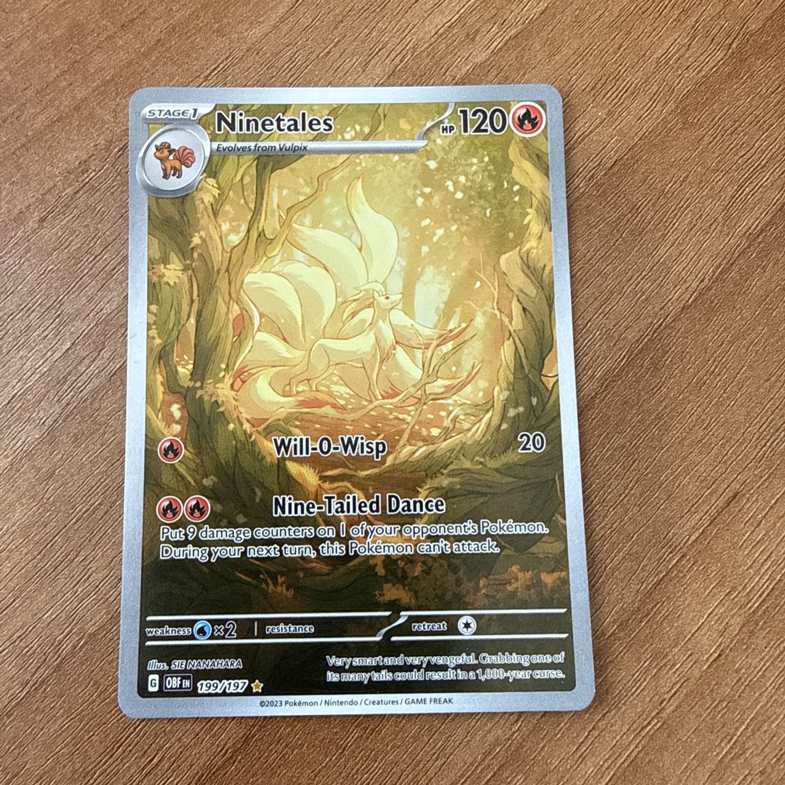 Pokémon TCG 199/197 Ninetales Holo Obsidian Flames Illustration Card Rare NM-
