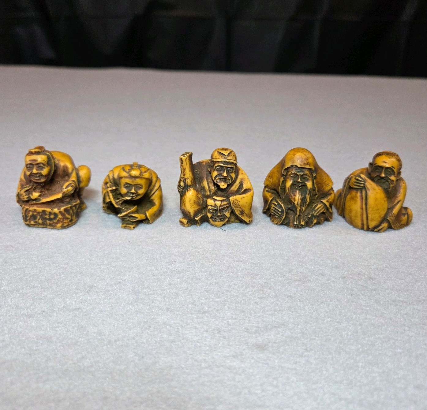 Japanese Netsuke Resin Figurines Vintage MCM Action Cheswick PA Crafted in Italy